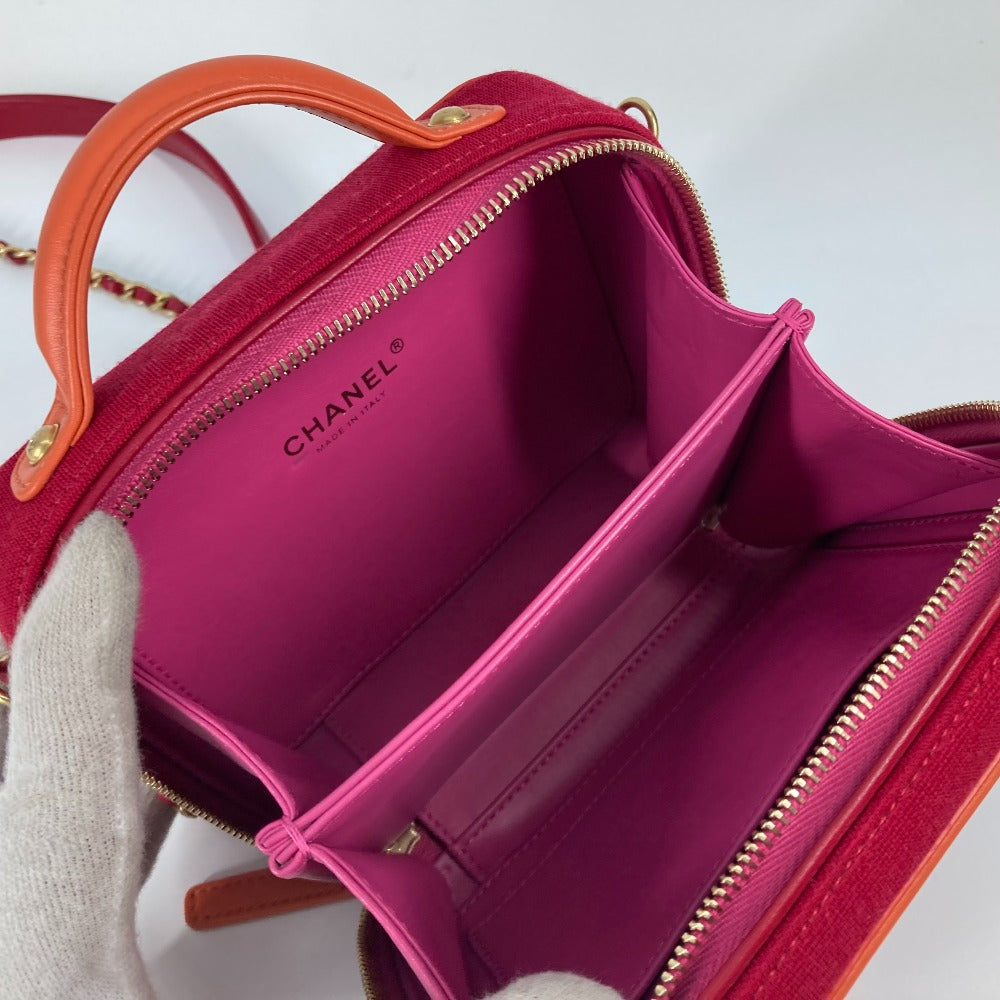 CHANEL ココマーク 斜め掛け CC　フィリグリー バニティバッグ 2WAYバッグ チェーン ショルダーバッグ キャンバス/レザー レディース レッド