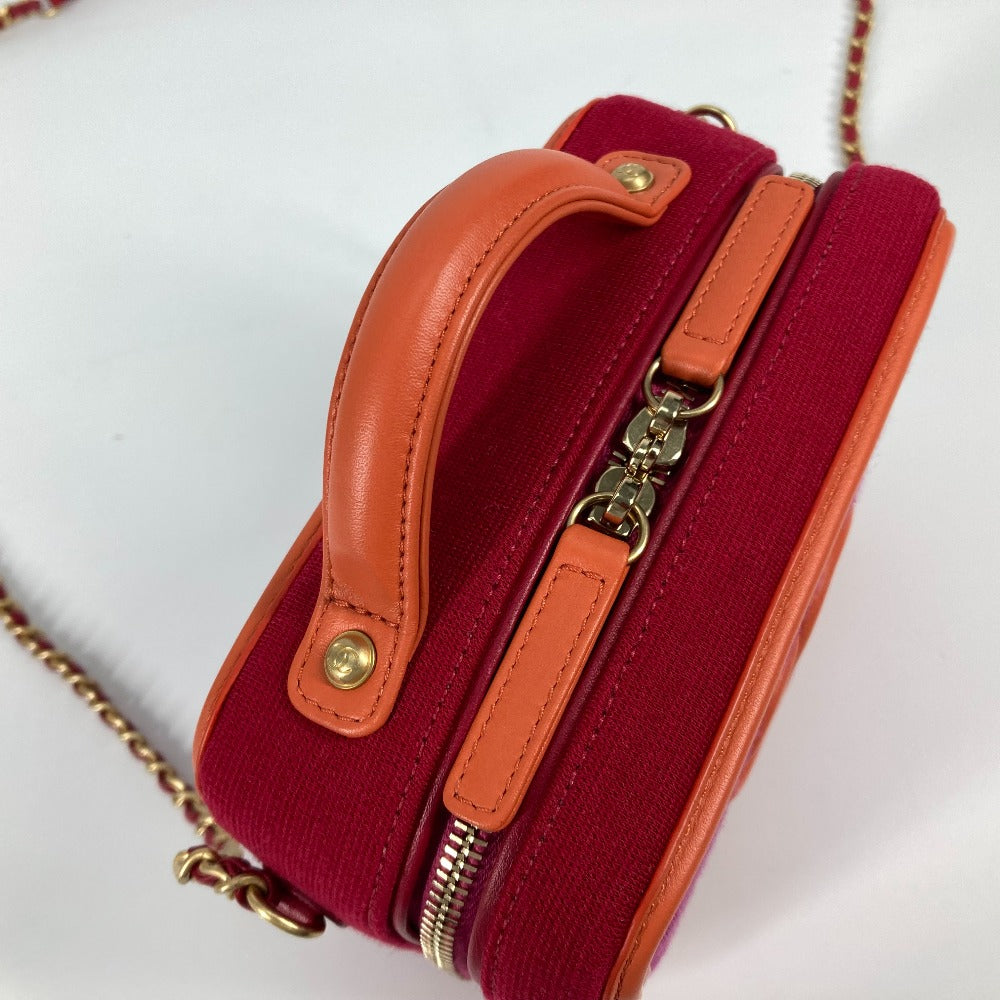 CHANEL ココマーク 斜め掛け CC　フィリグリー バニティバッグ 2WAYバッグ チェーン ショルダーバッグ キャンバス/レザー レディース レッド