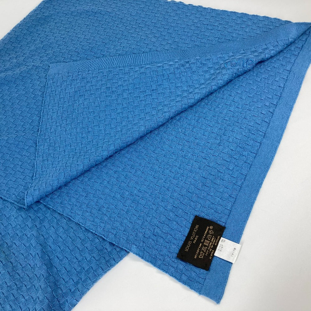 LOUIS VUITTON M75595 マイクロダミエ マフラー カシミヤ メンズ ブルー