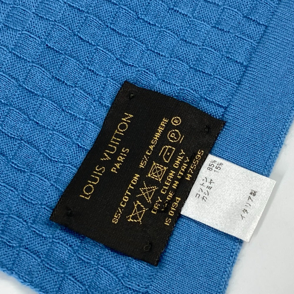 LOUIS VUITTON M75595 マイクロダミエ マフラー カシミヤ メンズ ブルー