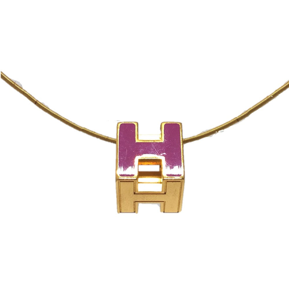 HERMES Hキューブ カージュドアッシュ ネックレス ラッカー レディース パープル