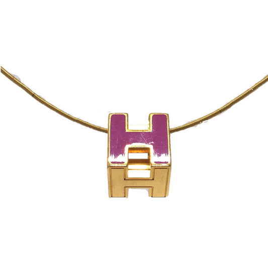 HERMES Hキューブ カージュドアッシュ ネックレス ラッカー レディース パープル