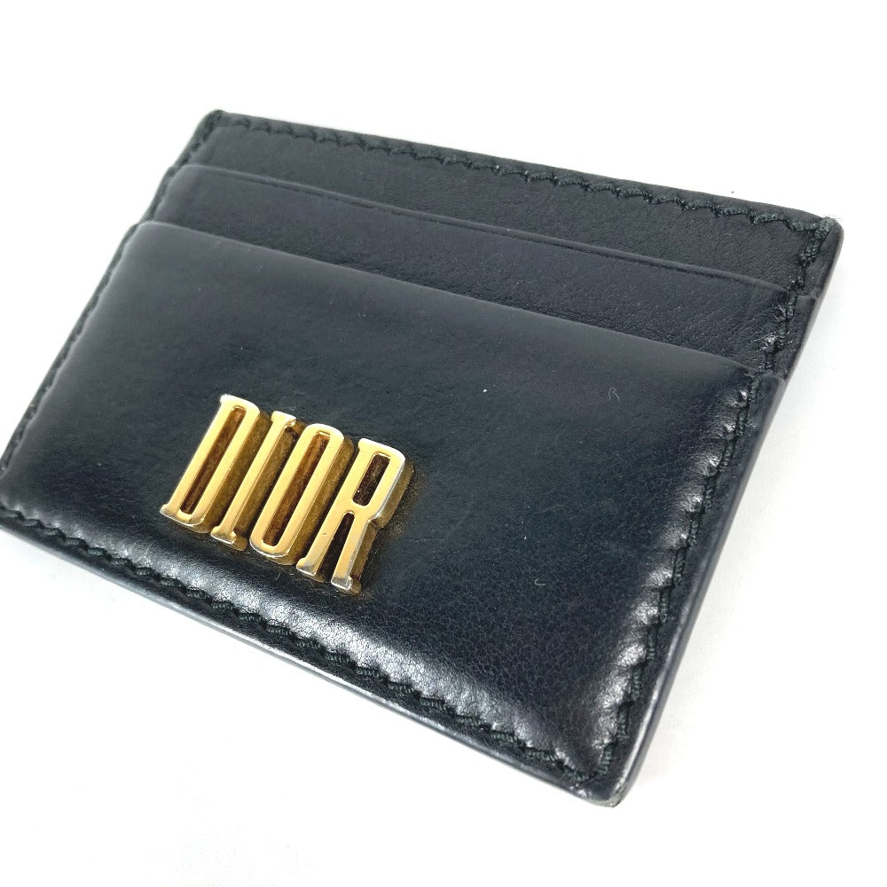 Dior 26-MA-1128 パスケース ロゴ 名刺入れ カードホルダー カードケース レザー ユニセックス ブラック