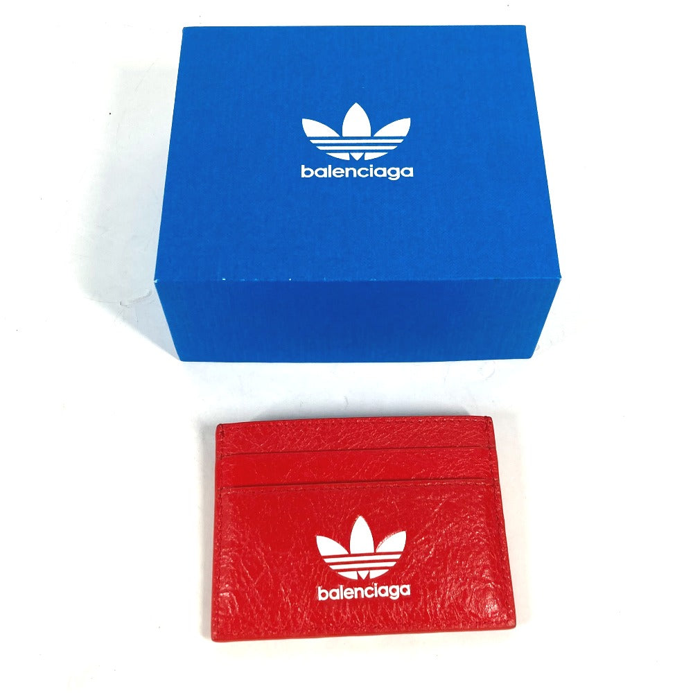 BALENCIAGA 721895 アディダス adidas コラボ 名刺入れ パスケース カードケース レザー メンズ レッド