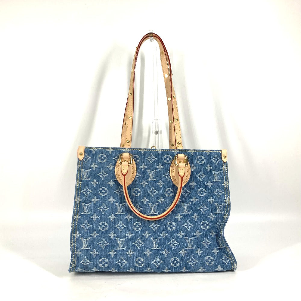 LOUIS VUITTON M46871 新作 LV リミックス モノグラム デニム オンザゴー MM ショルダーバッグ 肩掛け 2WAYバッグ トートバッグ モノグラムデニム レディース ブルー