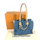 LOUIS VUITTON M46871 新作 LV リミックス モノグラム デニム オンザゴー MM ショルダーバッグ 肩掛け 2WAYバッグ トートバッグ モノグラムデニム レディース ブルー