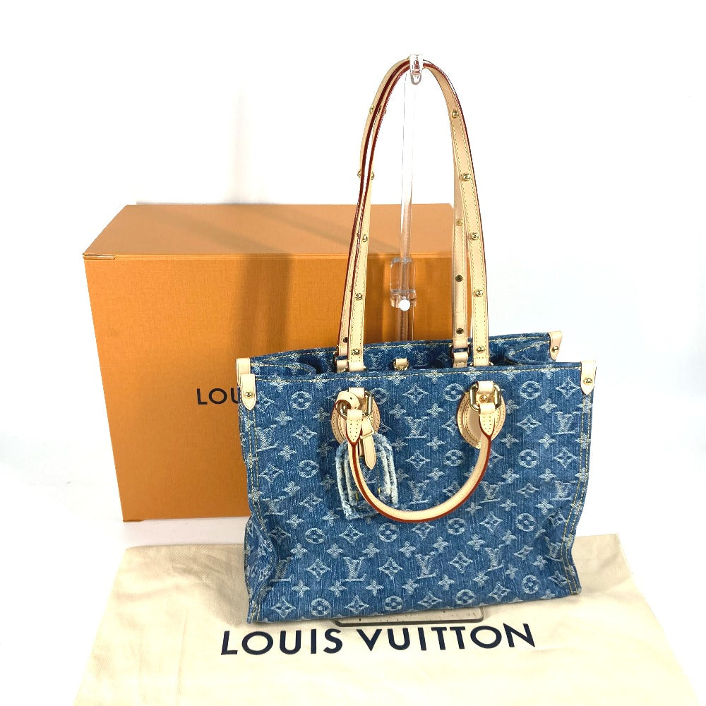 LOUIS VUITTON M46871 新作 LV リミックス モノグラム デニム オンザゴー MM ショルダーバッグ 肩掛け 2WAYバッグ トートバッグ モノグラムデニム レディース ブルー
