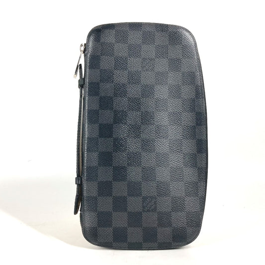 LOUIS VUITTON N48255 ダミエグラフィット アトール オーガナイザー トラベルケース ハンドバッグ ラウンドファスナー 長財布 ダミエグラフィットキャンバス メンズ ブラック