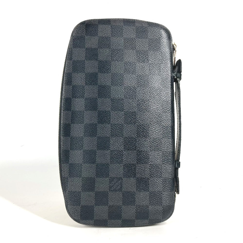LOUIS VUITTON N48255 ダミエグラフィット アトール オーガナイザー トラベルケース ハンドバッグ ラウンドファスナー 長財布 ダミエグラフィットキャンバス メンズ ブラック