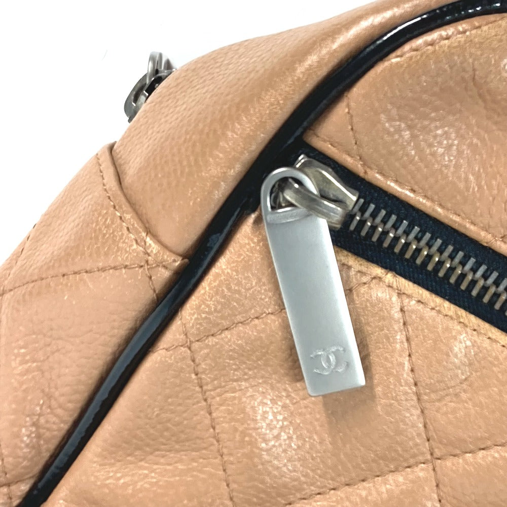 CHANEL Logo Quilted Sports Bag, Handbag, Boston Bag, Caviar Leather, Women's, Beige