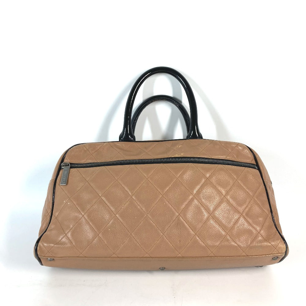 CHANEL Logo Quilted Sports Bag, Handbag, Boston Bag, Caviar Leather, Women's, Beige