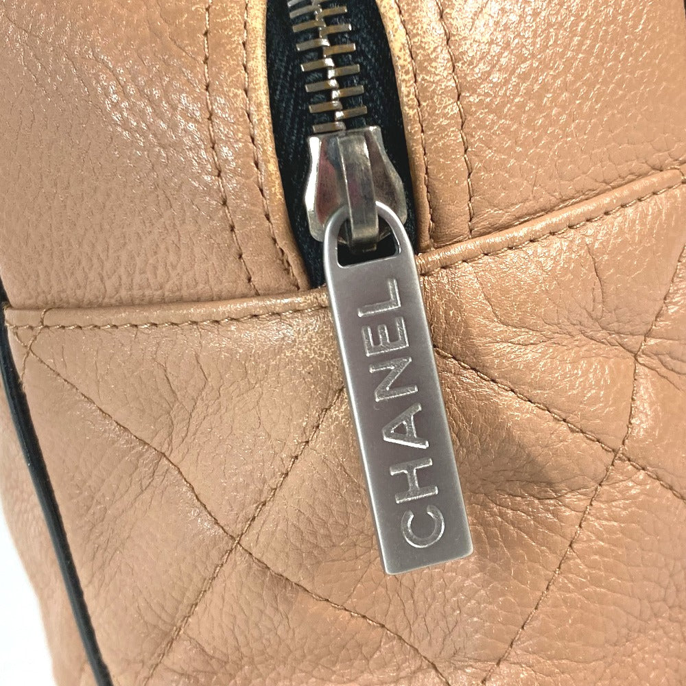 CHANEL Logo Quilted Sports Bag, Handbag, Boston Bag, Caviar Leather, Women's, Beige