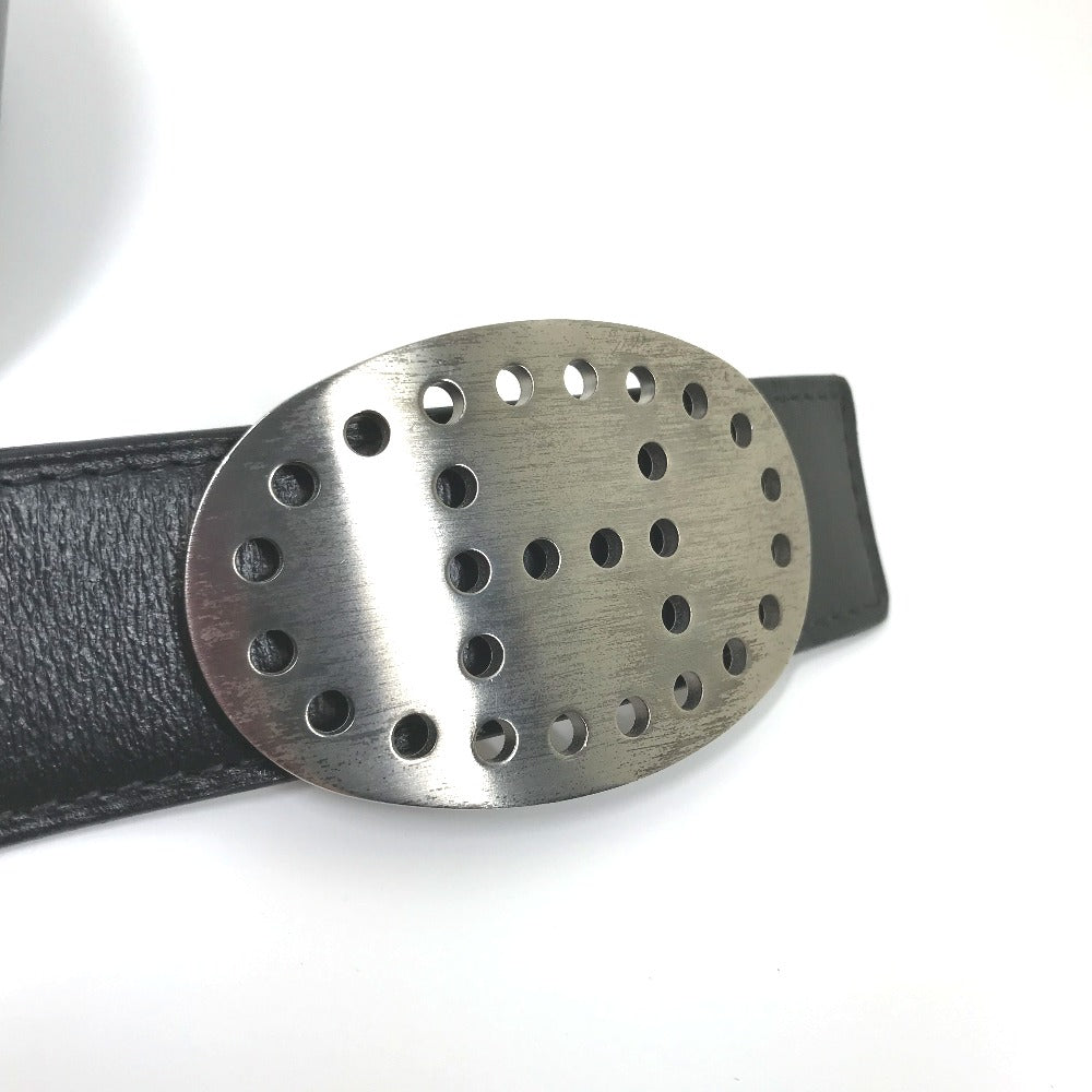 HERMES リバーシブル パンチングロゴ Hロゴ ベルト レザー メンズ ブラック