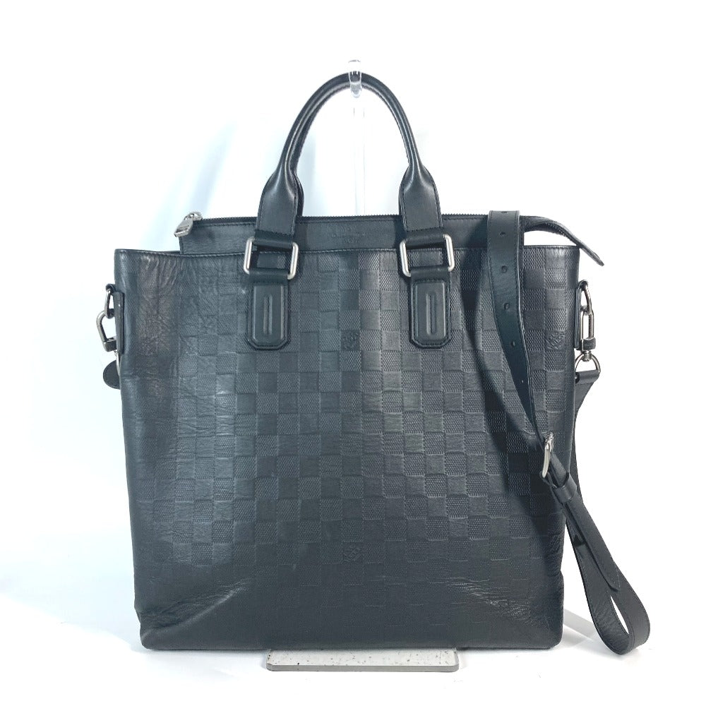 LOUIS VUITTON N41561 ダミエアンフィニ デイリー トート カバン ハンドバッグ ショルダーバッグ 2WAYバッグ ビジネスバッグ ダミエアンフィニレザー メンズ オニキス ブラック