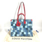LOUIS VUITTON M44992 モノグラムデニム オンザゴーGM カバン 2WAYバッグ ショルダーバッグ 肩掛け トートバッグ デニム レディース ブルー