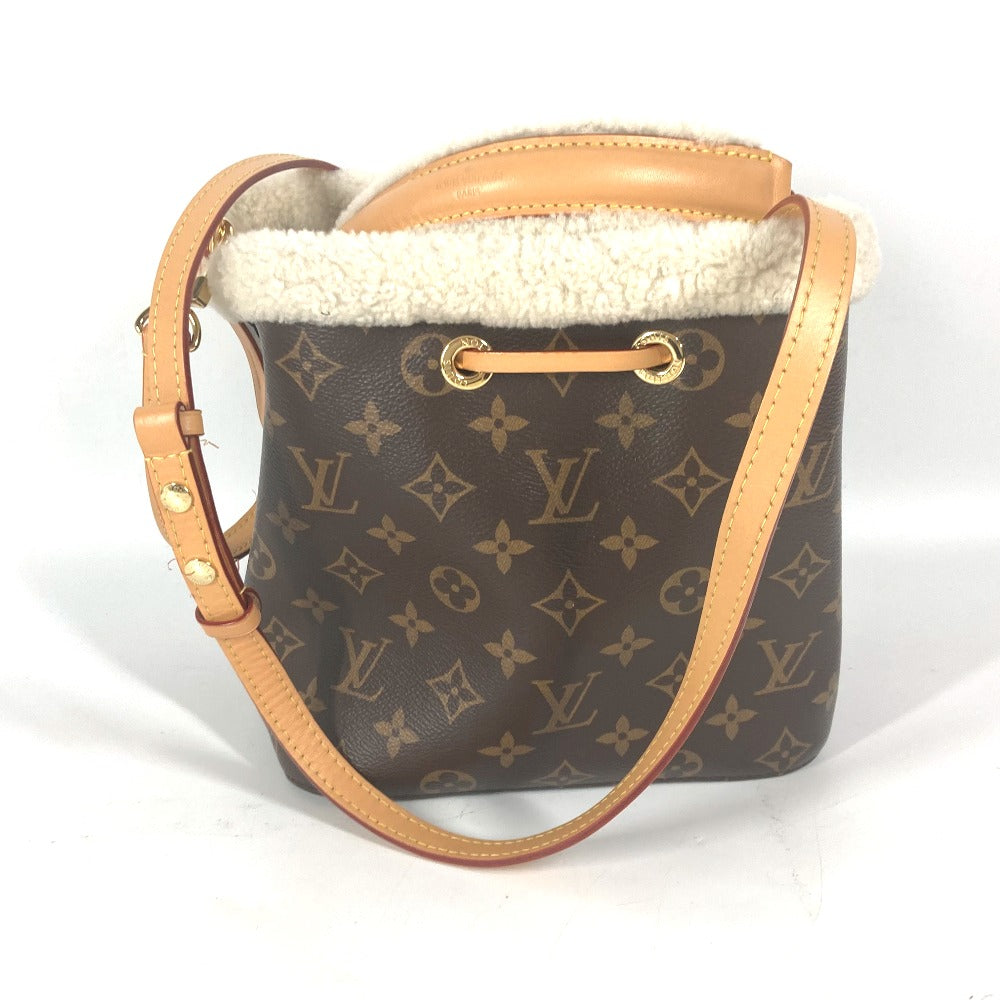 LOUIS VUITTON M46319 モノグラム ネオノエBB 巾着バッグ 2WAYバッグ ハンドバッグ ファー 斜め掛け カバン ショルダーバッグ モノグラムキャンバス レディース ブラウン