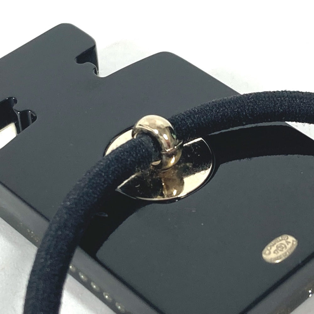 CHANEL 17A Logo perfume bottle design rhinestone glitter CC CC Mark Hair Accessories Hair rubber Plastic Black/Gold Used