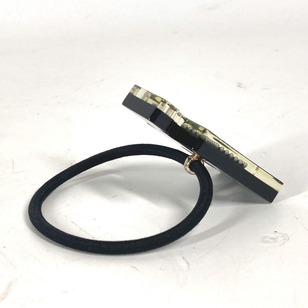 CHANEL 17A Logo perfume bottle design rhinestone glitter CC CC Mark Hair Accessories Hair rubber Plastic Black/Gold Used