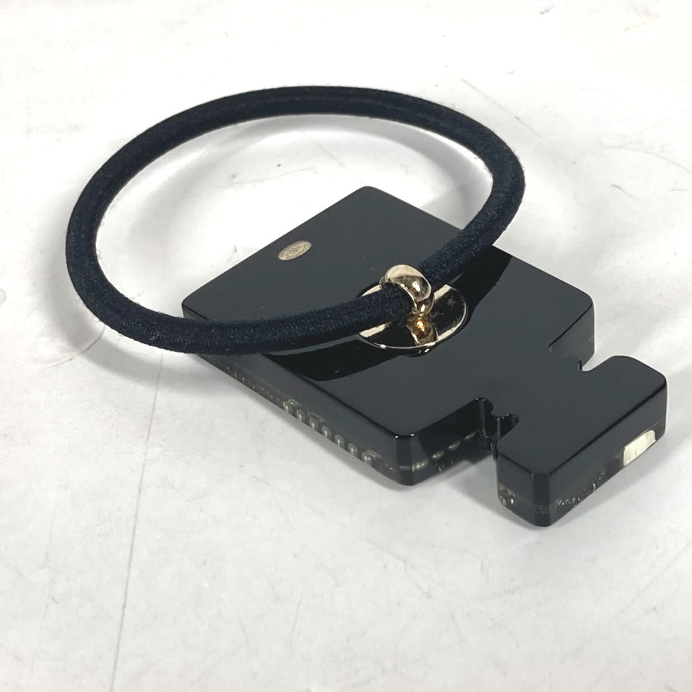 CHANEL 17A Logo perfume bottle design rhinestone glitter CC CC Mark Hair Accessories Hair rubber Plastic Black/Gold Used