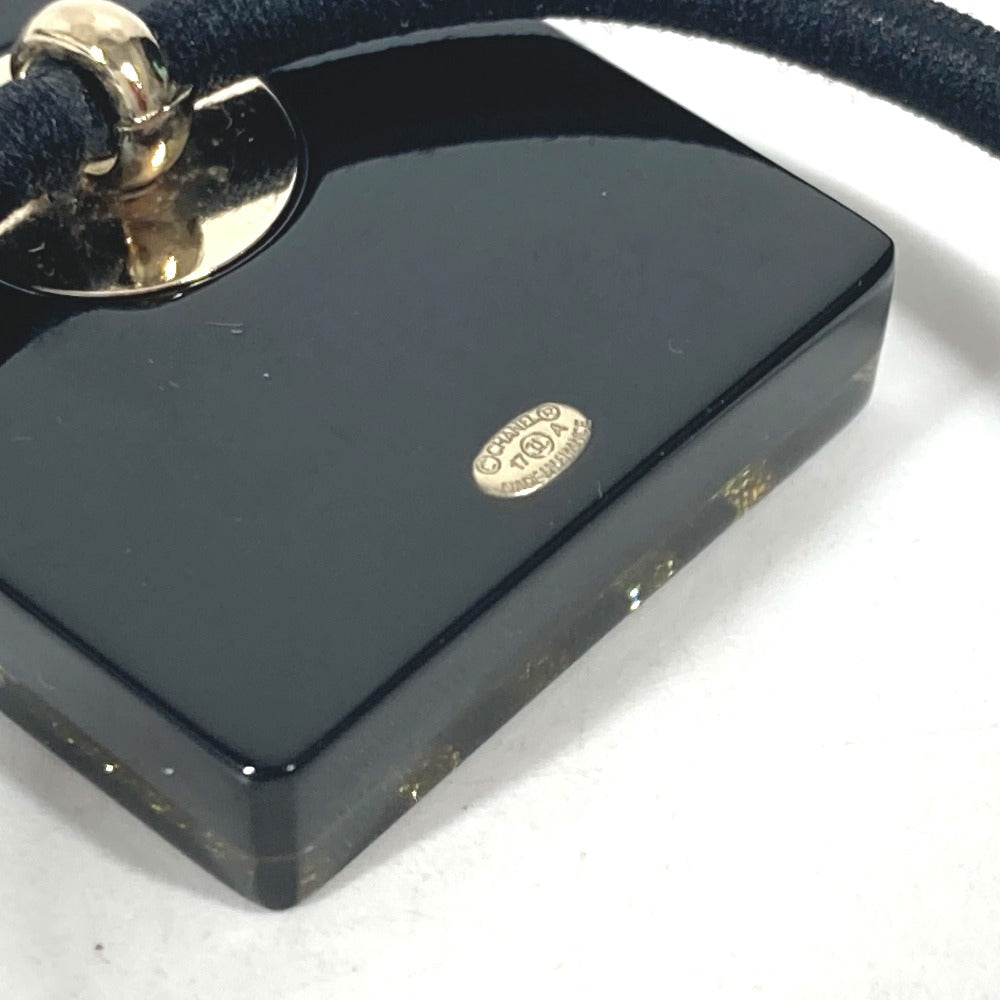 CHANEL 17A Logo perfume bottle design rhinestone glitter CC CC Mark Hair Accessories Hair rubber Plastic Black/Gold Used