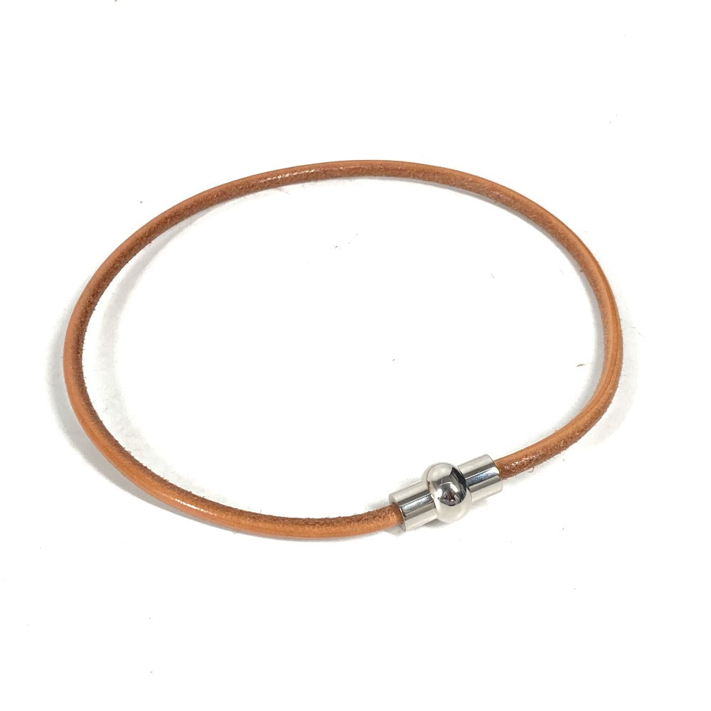 HERMES 2重ブレスレット アクセサリー チョーカー レザー ユニセックス ブラウン
