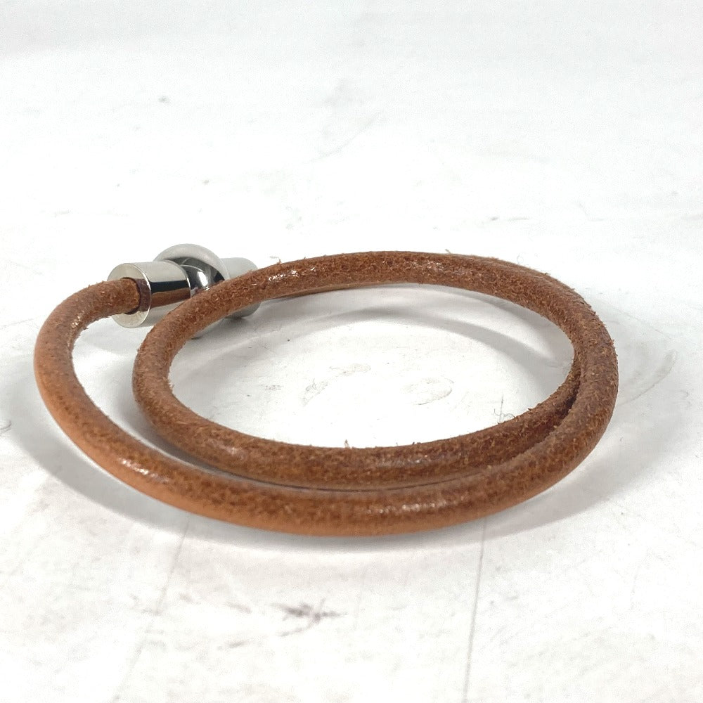 HERMES 2重ブレスレット アクセサリー チョーカー レザー ユニセックス ブラウン