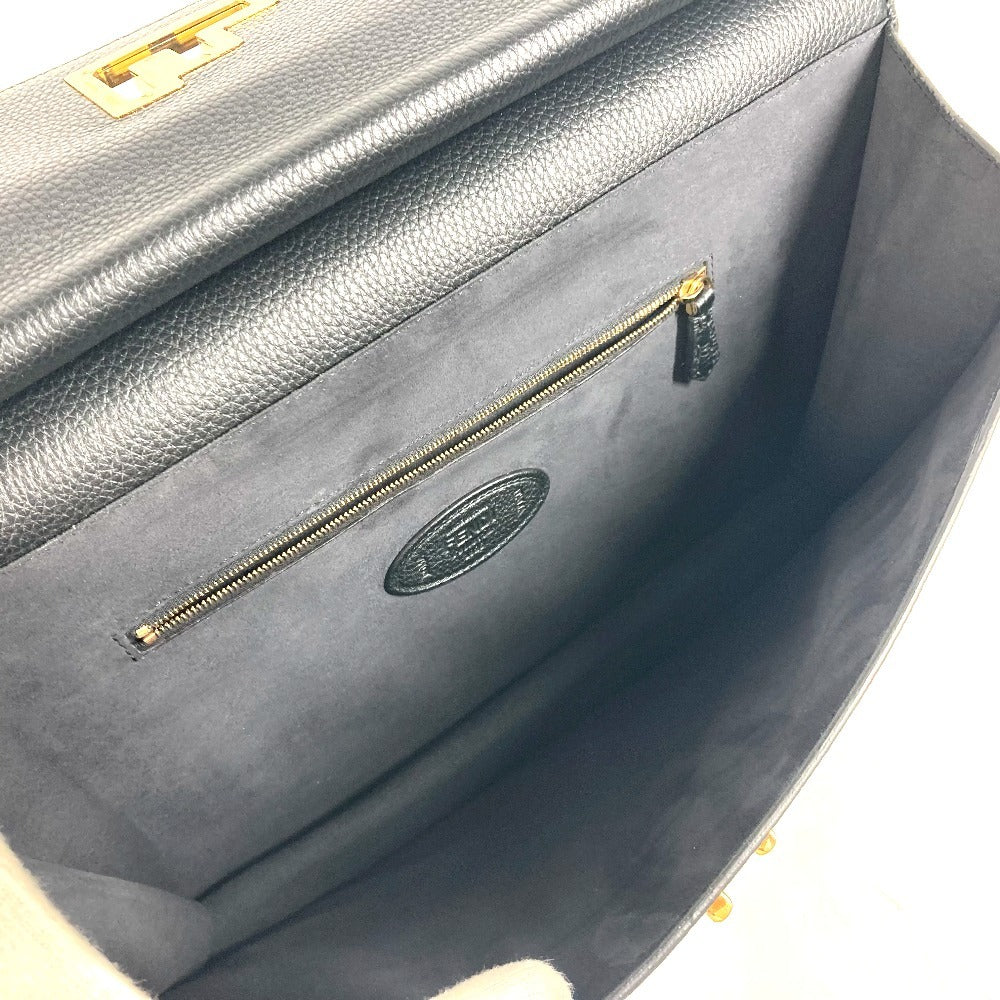 FENDI 7VA462 カバン ハンドバッグ トートバッグ ブリーフケース ダブルフェイス セレリア FFターンロック ラップトップバッグ ビジネスバッグ レザー ユニセックス ブラック