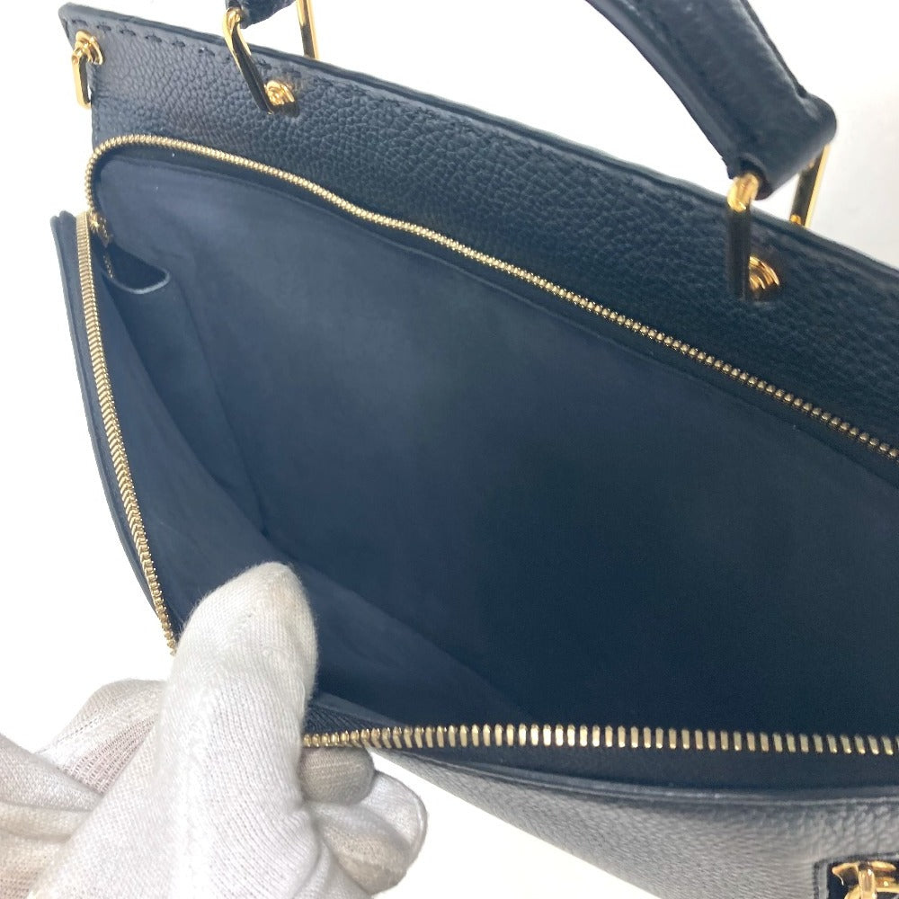 FENDI 7VA462 カバン ハンドバッグ トートバッグ ブリーフケース ダブルフェイス セレリア FFターンロック ラップトップバッグ ビジネスバッグ レザー ユニセックス ブラック
