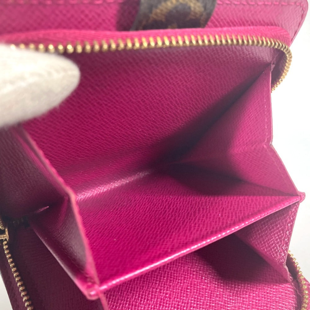 LOUIS VUITTON M95188 Monogram Perforated Compact Zip Wallet, Bi-fold Wallet, Monogram Canvas, Unisex, Fuchsia Pink