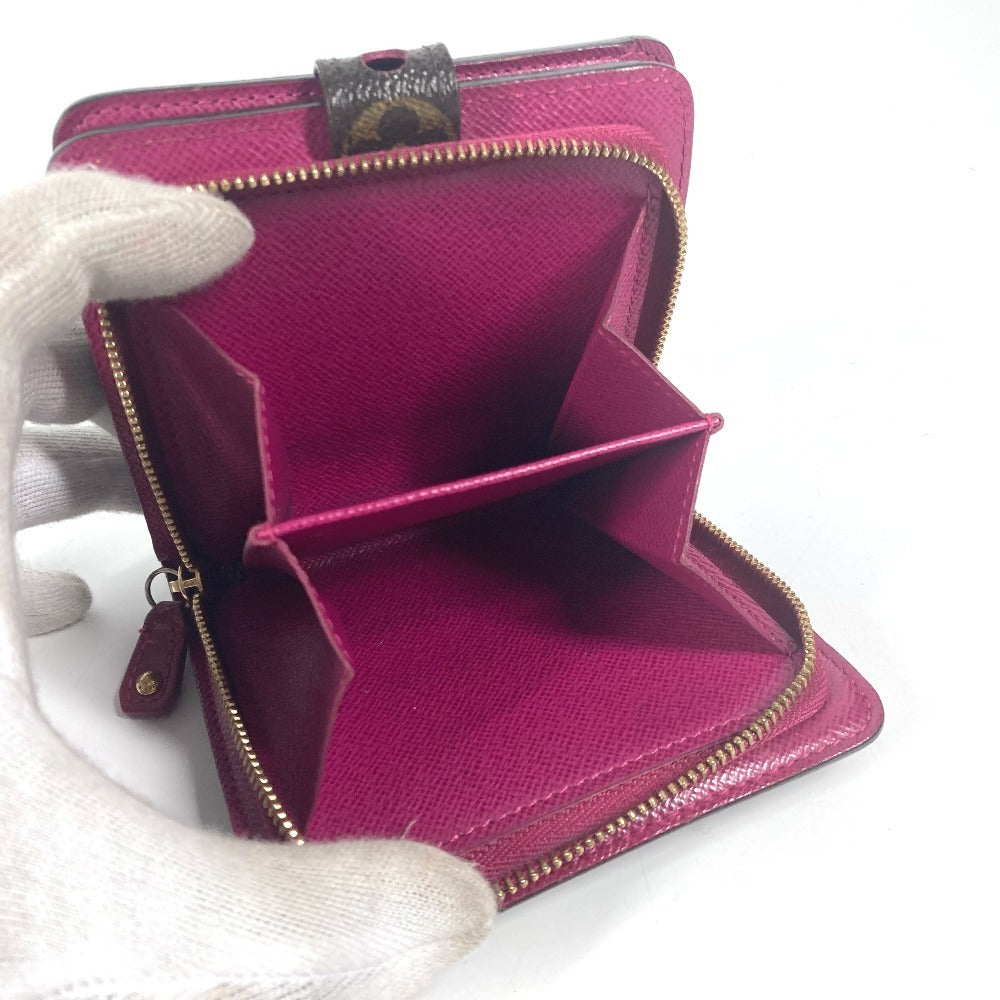 LOUIS VUITTON M95188 Monogram Perforated Compact Zip Wallet, Bi-fold Wallet, Monogram Canvas, Unisex, Fuchsia Pink