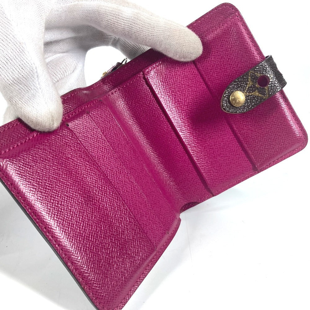LOUIS VUITTON M95188 Monogram Perforated Compact Zip Wallet, Bi-fold Wallet, Monogram Canvas, Unisex, Fuchsia Pink