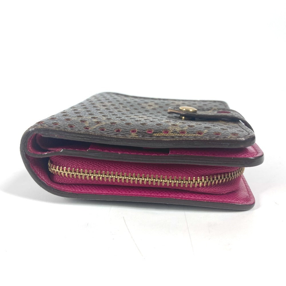 LOUIS VUITTON M95188 Monogram Perforated Compact Zip Wallet, Bi-fold Wallet, Monogram Canvas, Unisex, Fuchsia Pink