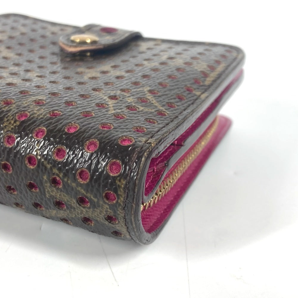LOUIS VUITTON M95188 Monogram Perforated Compact Zip Wallet, Bi-fold Wallet, Monogram Canvas, Unisex, Fuchsia Pink