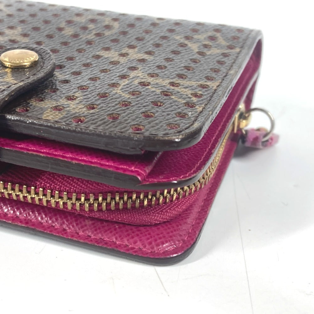 LOUIS VUITTON M95188 Monogram Perforated Compact Zip Wallet, Bi-fold Wallet, Monogram Canvas, Unisex, Fuchsia Pink