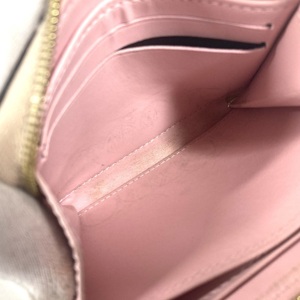 LOUIS VUITTON M58066 MonogramVernisRayures zip-around coin purse Wallet Coin Compartment Stripe coin purse MonogramVernis Beige/pink Used