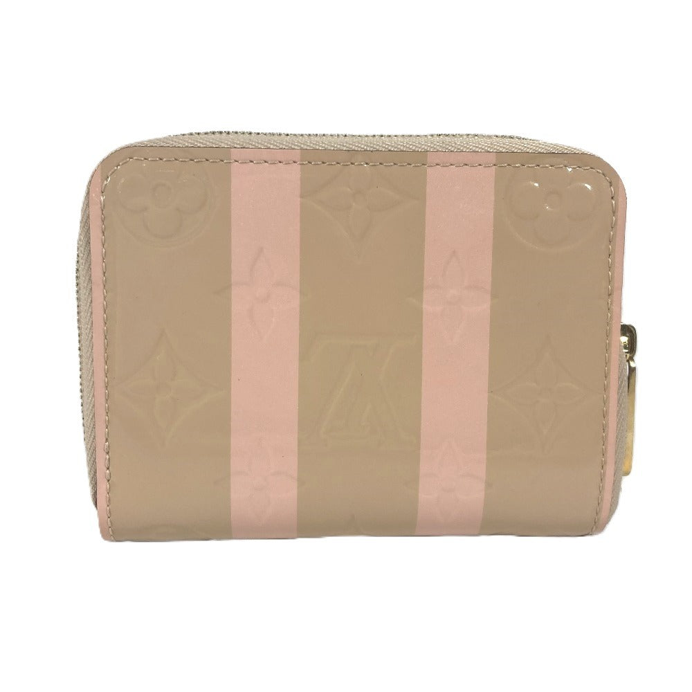 LOUIS VUITTON M58066 MonogramVernisRayures zip-around coin purse Wallet Coin Compartment Stripe coin purse MonogramVernis Beige/pink Used
