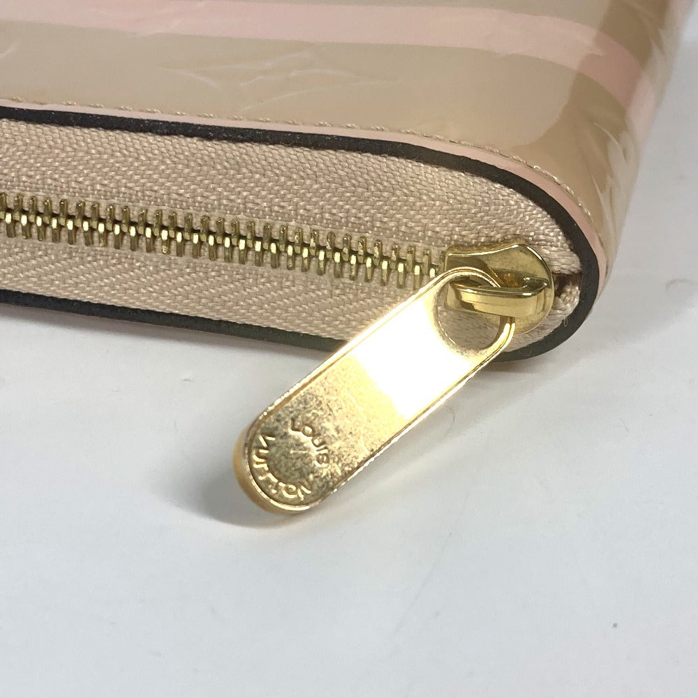 LOUIS VUITTON M58066 MonogramVernisRayures zip-around coin purse Wallet Coin Compartment Stripe coin purse MonogramVernis Beige/pink Used