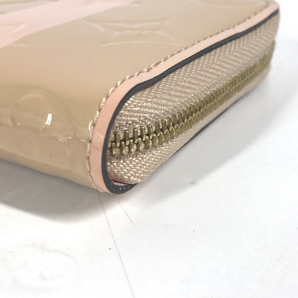 LOUIS VUITTON M58066 MonogramVernisRayures zip-around coin purse Wallet Coin Compartment Stripe coin purse MonogramVernis Beige/pink Used