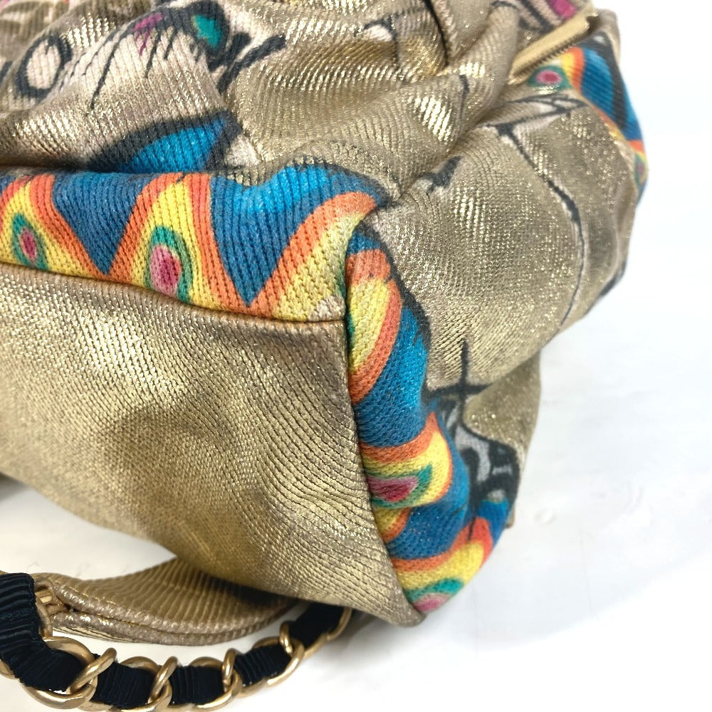 CHANEL AS0867 Coco Mark CC Logo Graffiti Backpack Leather/Canvas Unisex Gold