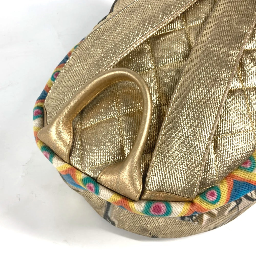 CHANEL AS0867 Coco Mark CC Logo Graffiti Backpack Leather/Canvas Unisex Gold