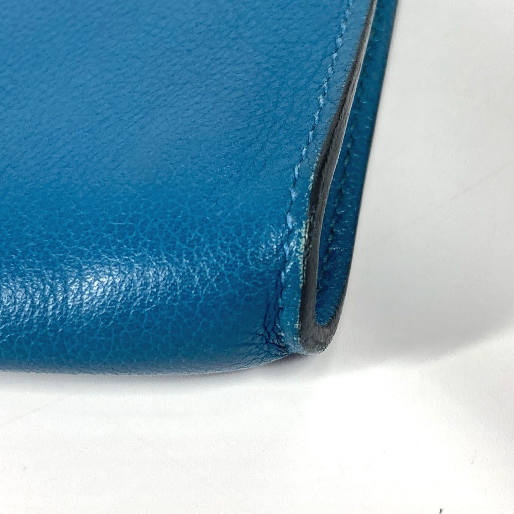 HERMES L字ファスナー カバン ポーチ セカンドバッグ クラッチバッグ レザー ユニセックス ブルー