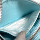Chrome Hearts Rec Zip 3 Ptch Cemetery Cross Patch Round Zipper Long Wallet, Unisex, Light Blue Leather