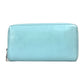Chrome Hearts Rec Zip 3 Ptch Cemetery Cross Patch Round Zipper Long Wallet, Unisex, Light Blue Leather