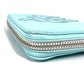 Chrome Hearts Rec Zip 3 Ptch Cemetery Cross Patch Round Zipper Long Wallet, Unisex, Light Blue Leather