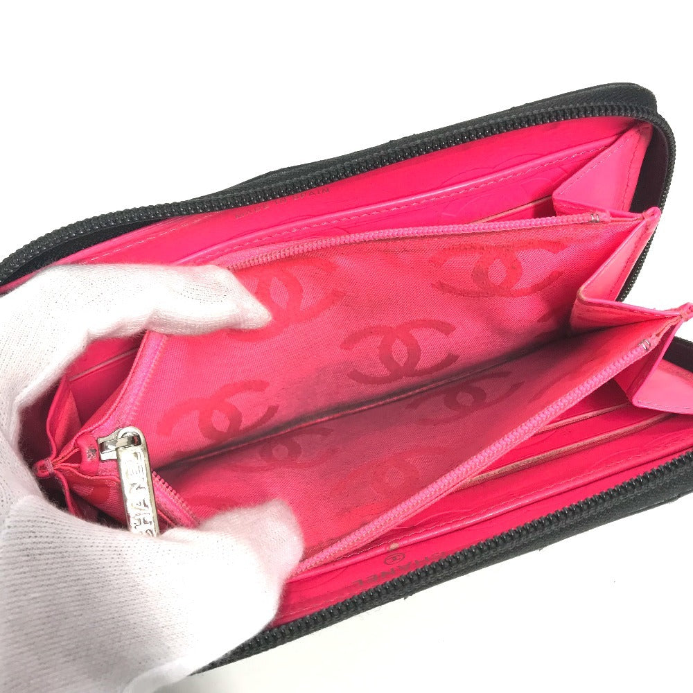CHANEL A50078 カンボンライン CC ココマーク ロングウォレット ラウンドファスナー 長財布 レザー レディース ブラック