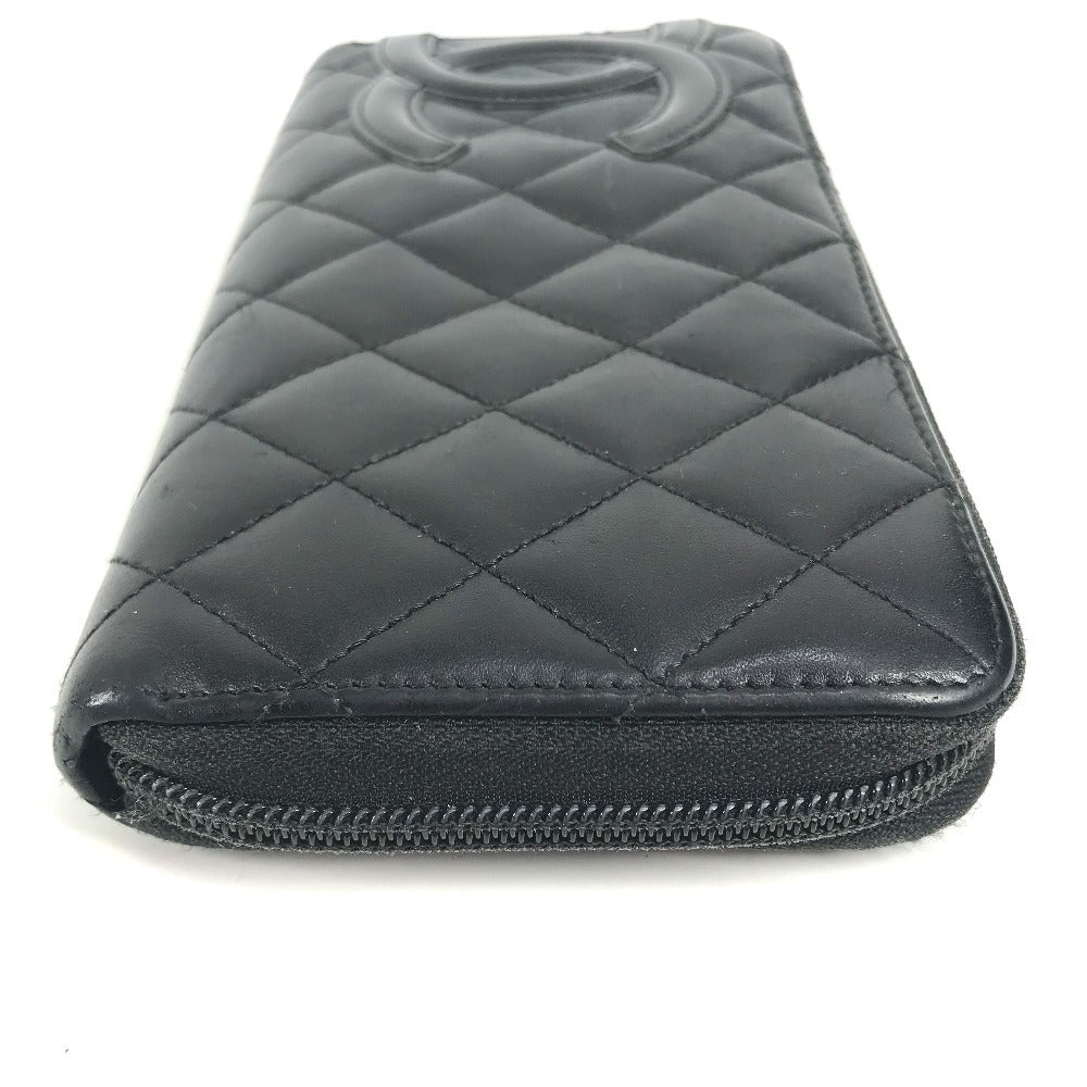 CHANEL A50078 カンボンライン CC ココマーク ロングウォレット ラウンドファスナー 長財布 レザー レディース ブラック