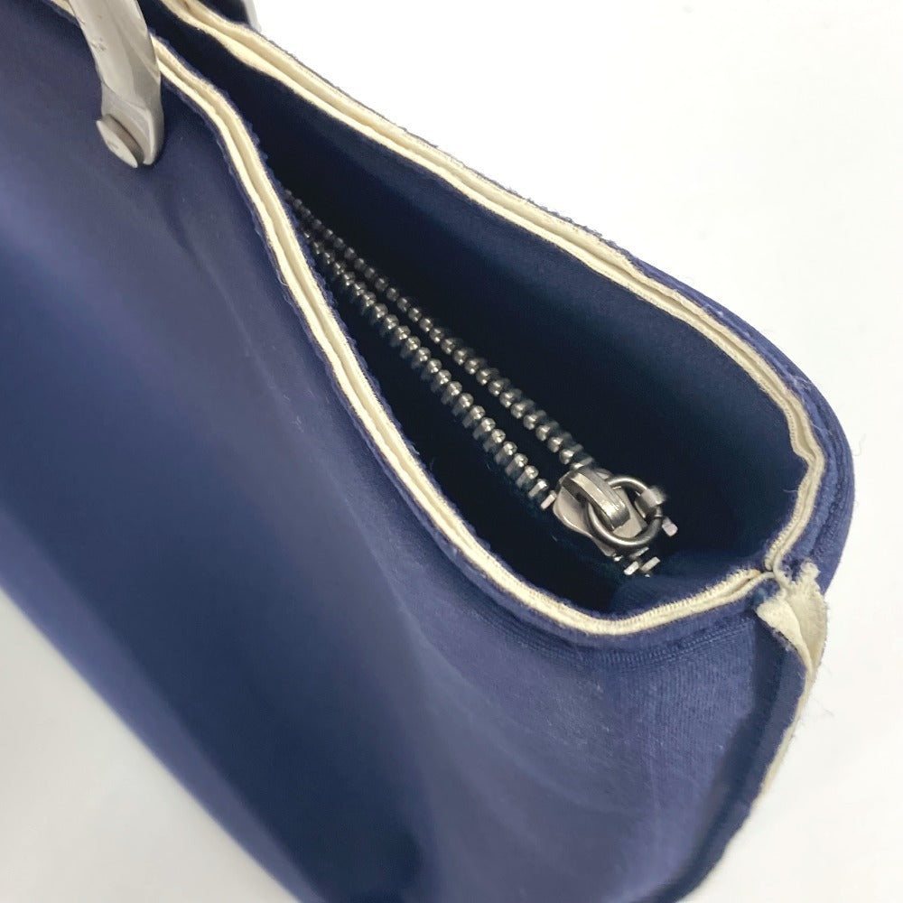 CHANEL Metal Handle Tote Bag Handbag Polyamide Women's Navy