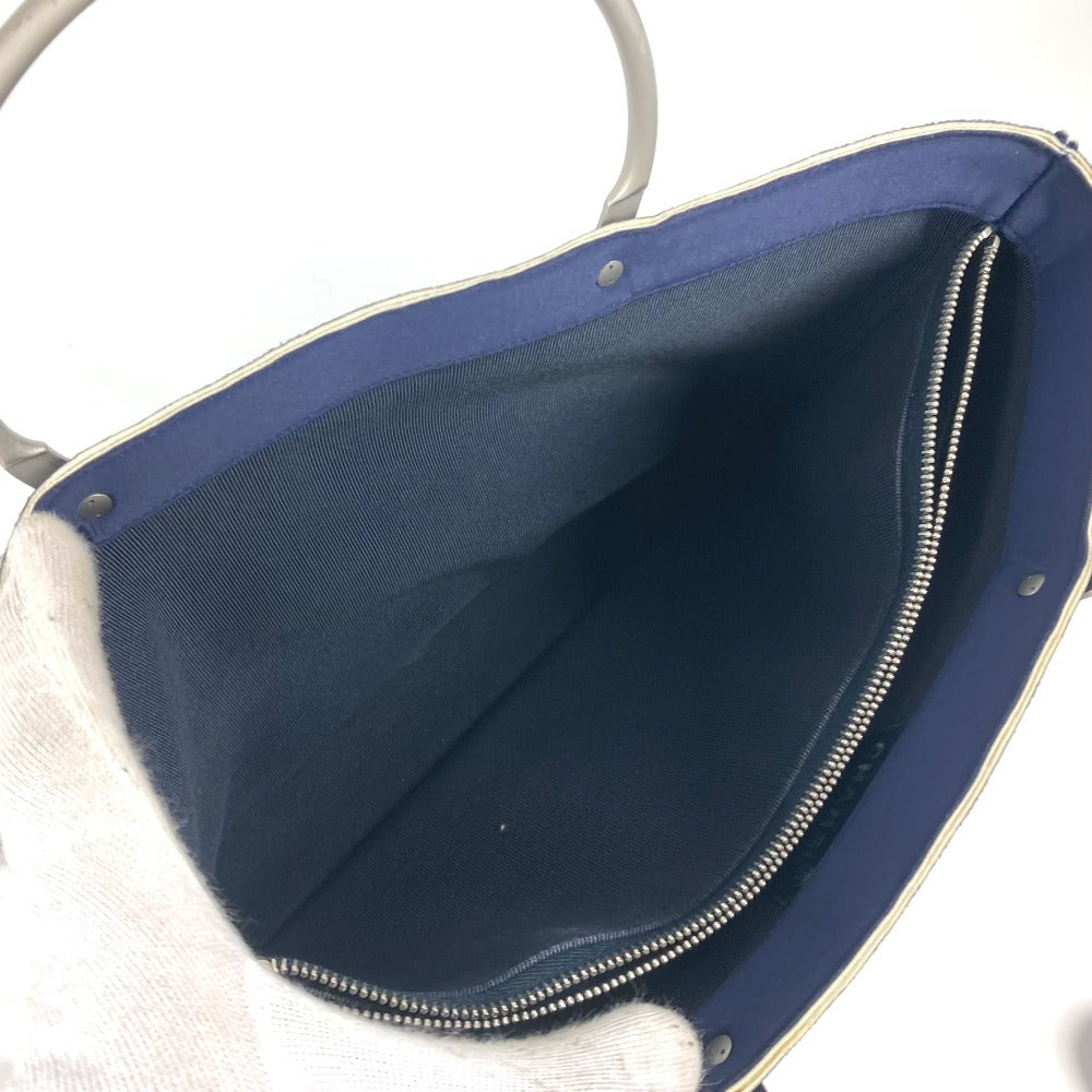 CHANEL Metal Handle Tote Bag Handbag Polyamide Women's Navy