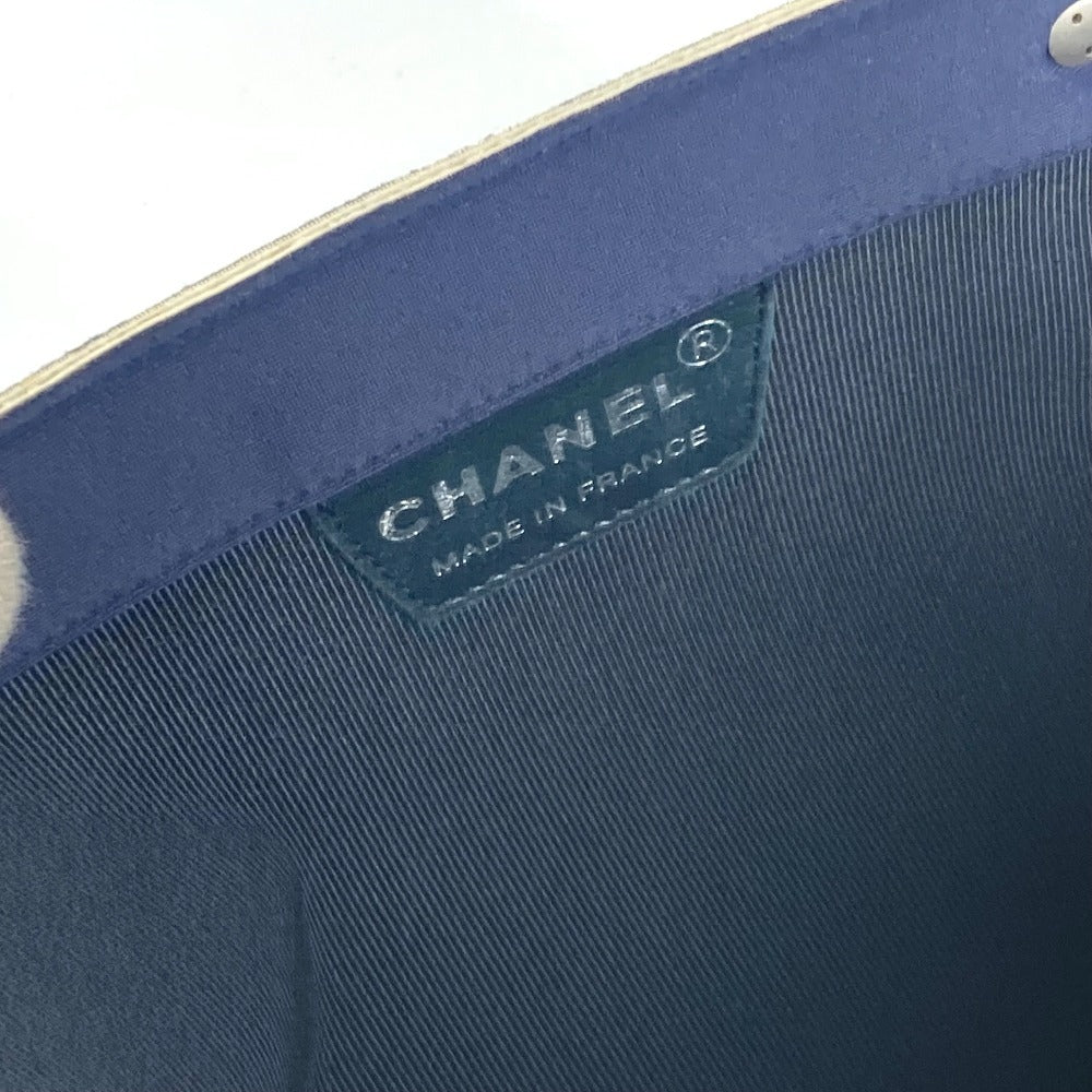 CHANEL Metal Handle Tote Bag Handbag Polyamide Women's Navy