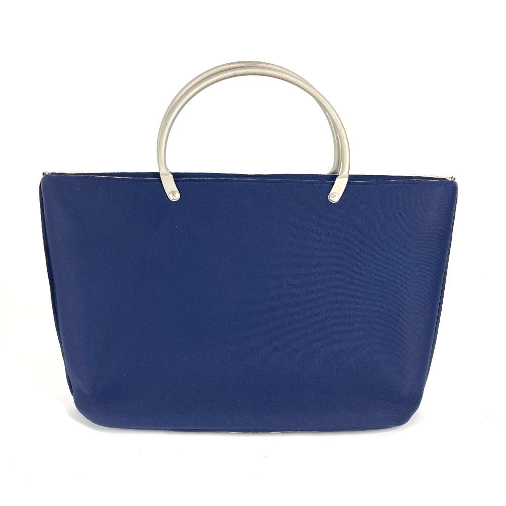 CHANEL Metal Handle Tote Bag Handbag Polyamide Women's Navy